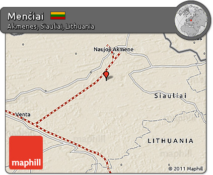 Shaded Relief 3D Map of Menčiai