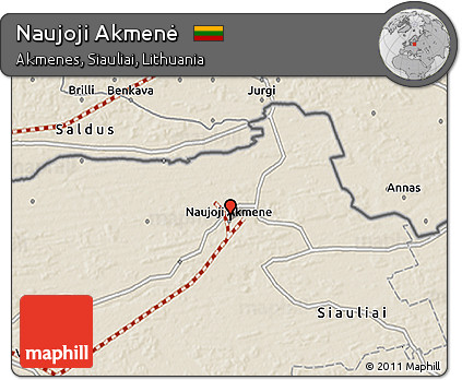 Shaded Relief 3D Map of Naujoji Akmenė