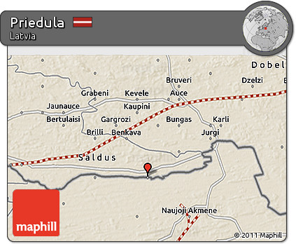 Shaded Relief 3D Map of Priedula