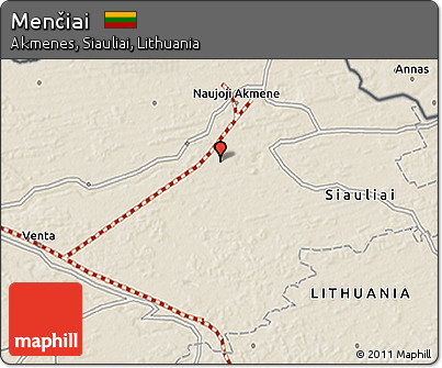 Shaded Relief 3D Map of Menčiai