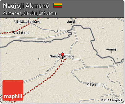 Shaded Relief 3D Map of Naujoji Akmenė
