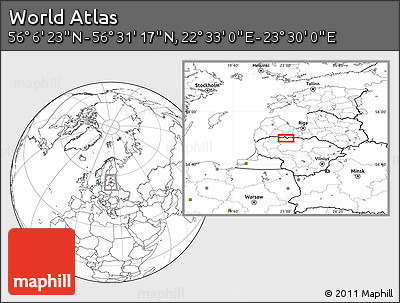 Blank Location Map of the Area around 56° 18' 50" N, 23° 1' 29" E