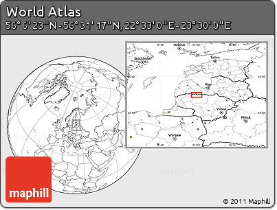 Blank Location Map of the Area around 56° 18' 50" N, 23° 1' 29" E