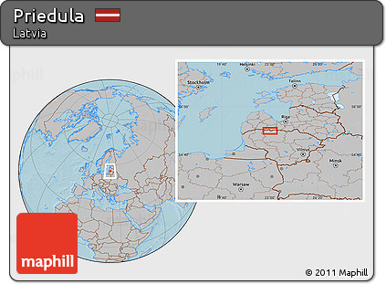 Gray Location Map of Priedula, hill shading