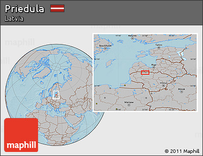 Gray Location Map of Priedula, hill shading