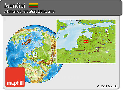 Physical Location Map of Menčiai