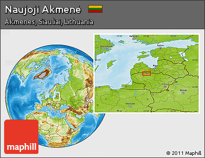 Physical Location Map of Naujoji Akmenė