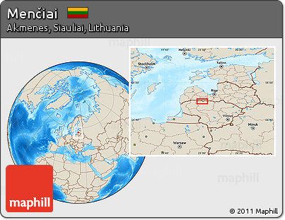 Shaded Relief Location Map of Menčiai