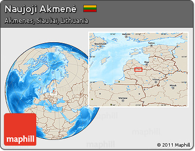 Shaded Relief Location Map of Naujoji Akmenė