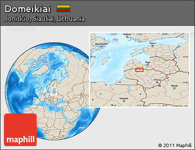 Shaded Relief Location Map of Domeikiai