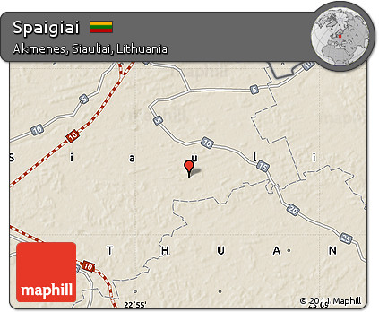 Shaded Relief Map of Spaigiai