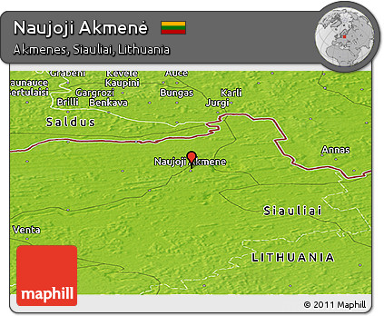 Physical Panoramic Map of Naujoji Akmenė