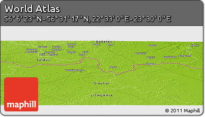 Physical Panoramic Map of the Area around 56° 18' 50" N, 23° 1' 29" E