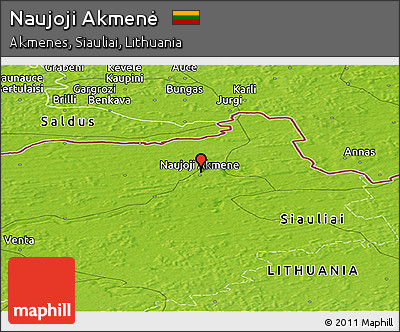 Physical Panoramic Map of Naujoji Akmenė
