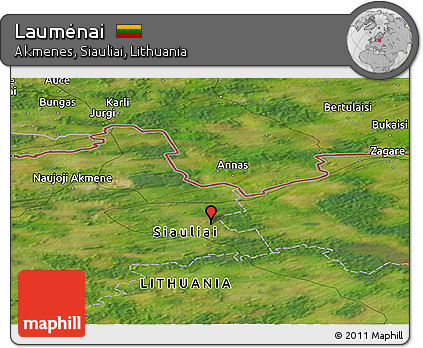 Satellite Panoramic Map of Laumėnai