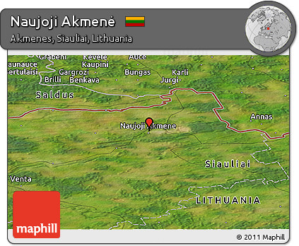 Satellite Panoramic Map of Naujoji Akmenė