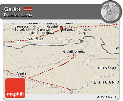 Shaded Relief Panoramic Map of Galāti