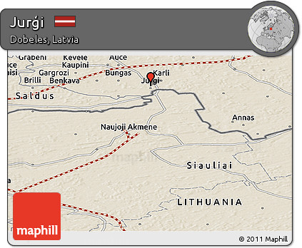 Shaded Relief Panoramic Map of Jurģi