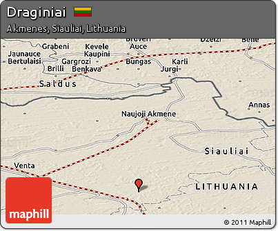 Shaded Relief Panoramic Map of Draginiai