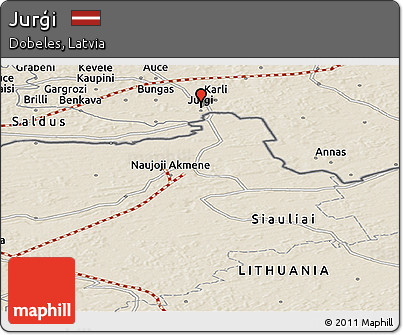 Shaded Relief Panoramic Map of Jurģi