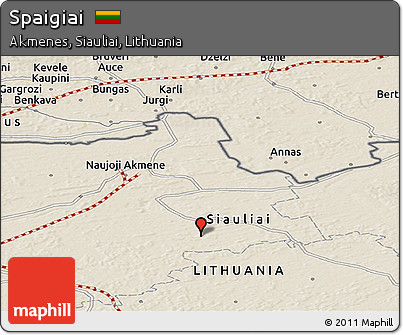 Shaded Relief Panoramic Map of Spaigiai