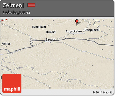 Shaded Relief Panoramic Map of Zelmeņi