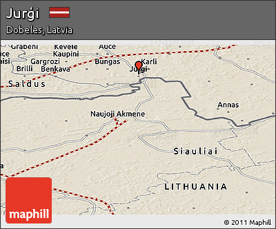 Shaded Relief Panoramic Map of Jurģi