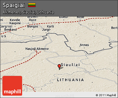 Shaded Relief Panoramic Map of Spaigiai