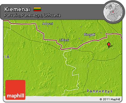Physical 3D Map of Kiemėnai