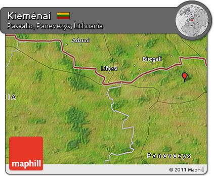 Satellite 3D Map of Kiemėnai