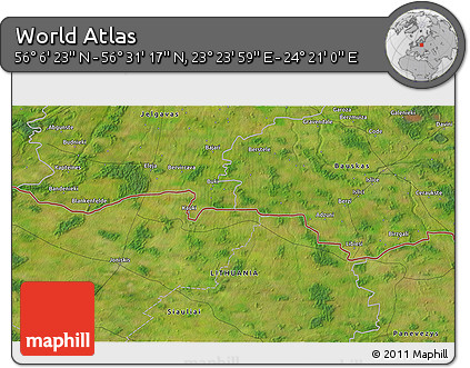 Satellite 3D Map of the Area around 56° 18' 50" N, 23° 52' 30" E
