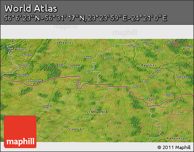 Satellite 3D Map of the Area around 56° 18' 50" N, 23° 52' 30" E