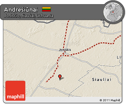 Shaded Relief 3D Map of Andrešiūnai