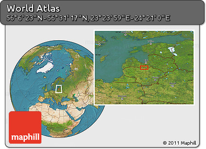 Satellite Location Map of the Area around 56° 18' 50" N, 23° 52' 30" E