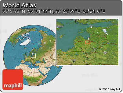 Satellite Location Map of the Area around 56° 18' 50" N, 23° 52' 30" E