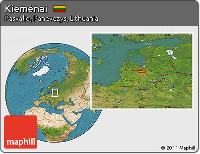Satellite Location Map of Kiemėnai