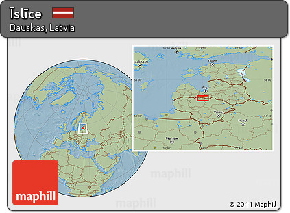 Savanna Style Location Map of Īslīce, hill shading