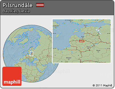 Savanna Style Location Map of Pilsrundāle, hill shading