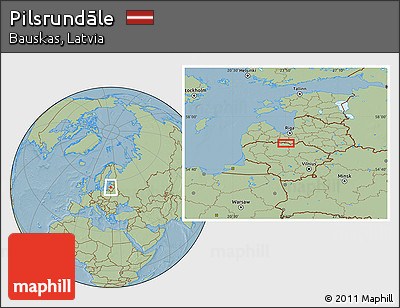 Savanna Style Location Map of Pilsrundāle, hill shading