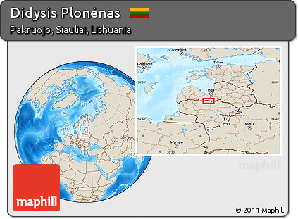 Shaded Relief Location Map of Didysis Plonėnas