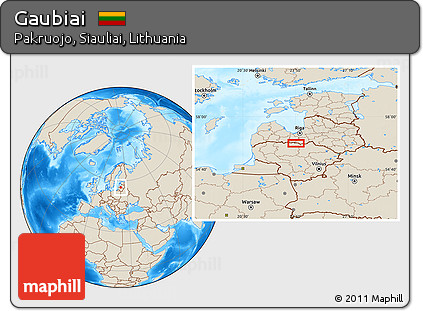 Shaded Relief Location Map of Gaubiai