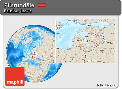 Shaded Relief Location Map of Pilsrundāle