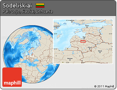 Shaded Relief Location Map of Sodeliškiai