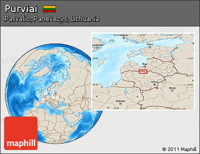 Shaded Relief Location Map of Purviai