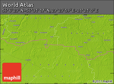 Physical Map of the Area around 56° 18' 50" N, 23° 52' 30" E