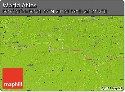 Physical Map of the Area around 56° 18' 50" N, 23° 52' 30" E