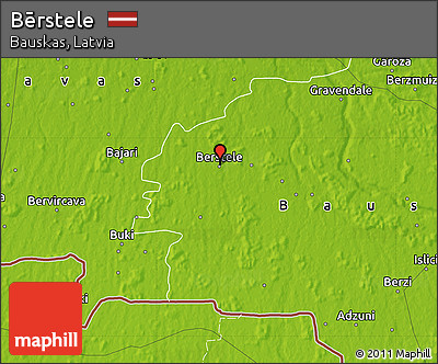 Physical Map of Bērstele