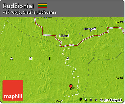 Physical Map of Rudžioniai