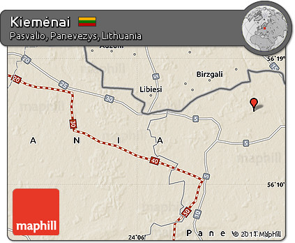 Shaded Relief Map of Kiemėnai