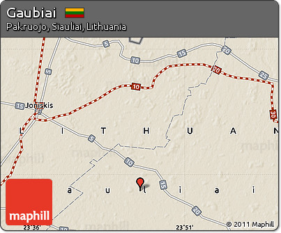 Shaded Relief Map of Gaubiai